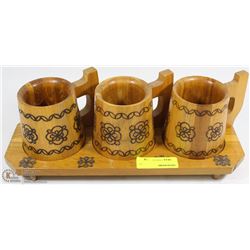 ESTATE 3PC WOOD STEIN SET
