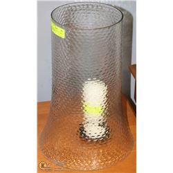 PAIR OF LARGE HURRICANE GLASS WITH CANDLE  17" FOR