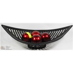 PALM LEAF SHAPED DISH WITH DECORATIVE GLOBES