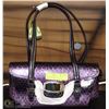Image 1 : PURPLE SNAKESKIN STYLE HANDBAG WITH BUCKLE CLOSURE