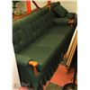 Image 1 : ESTATE SOLID MAPLE AND GREEN FABRIC VINTAGE SOFA