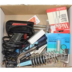 BOX WITH SOLDERING IRONS AND GUN