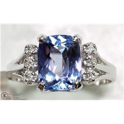 14K WHITE GOLD TANZANITE & DIAMOND RING