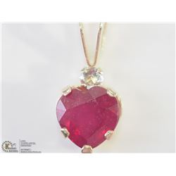10K YELLOW GOLD RUBY HEART PENDANT