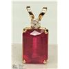 Image 1 : 10K YELLOW GOLD RUBY & DIAMOND PENDANT