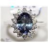 Image 1 : 14K WHITE GOLD TANZANITE & DIAMOND HALO RING
