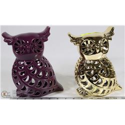 PAIR OF HOME TRENDS OWL ORNAMENTS