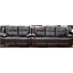 NEW BROWN LEATHERETTE RECLINING SOFA WITH LOVE