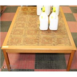 SOLID WOOD 52" X 35" TILE TOP COFFEE TABLE