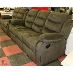 NEW DARK GREEN FABRIC RECLINING SOFA