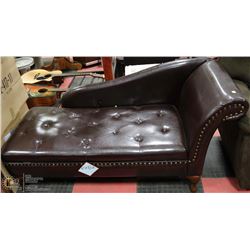 NEW BROWN LEATHERETTE STORAGE CHAISE LOUNGE
