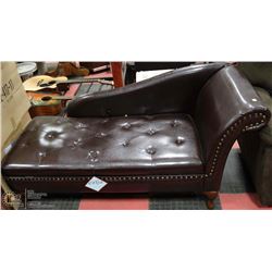 NEW BROWN LEATHERETTE STORAGE CHAISE LOUNGE