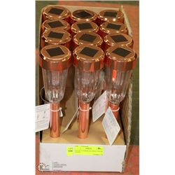 LOT OF 12 COPPER PATHWAY SOLAR LIGHTS