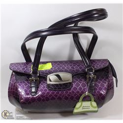 PURPLE SNAKESKIN STYLEHANDBAG WITH FRONT CLOSE  BU
