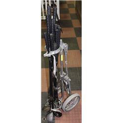 GOLF CADDY AND PROSTAFF CLUBS