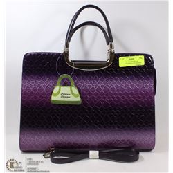 PURPLE SNAKESKIN STYLE BRIEFCASE WITH LONG HANDLE