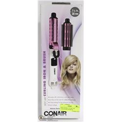 NEW CONAIR 1-1/2" HOT AIR CURLING IRON & BRUSH