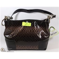 BROWN SNAKESKIN STYLE WITH BUCKLE HANDLE