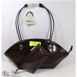 BROWN SNAKESKIN STYLE 2IN1 HANDBAG