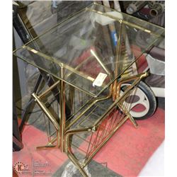 BRASS AND GLASS END TABLE