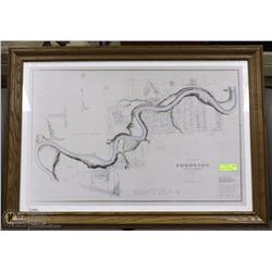 28X40 FRAMED COPY OF 1883 EDMONTON SETTLEMENT MAP
