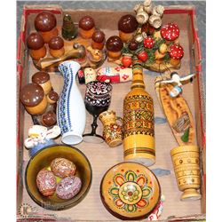 BOX OF WOOD ORNAMENTS ON CHOICE