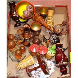 BOX OF WOOD ORNAMENTS ON CHOICE