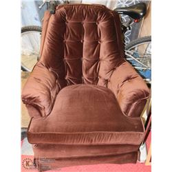 BROWN  FABRIC SOFA CHAIR