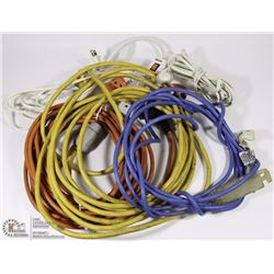 LOT OF 5 EXTENSION CORDS & 1 POWER BAR