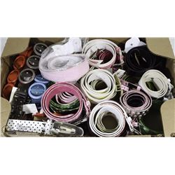 FLAT OF 30 ASSORTED LADIES/GIRLS BELTS