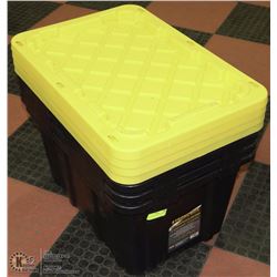 LOT OF 4 HEAVY DUTY STORAGE BINS STRONG BOX