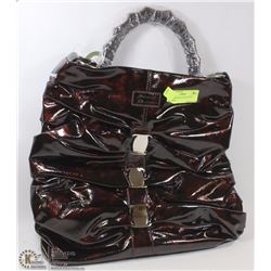 LARGE BROWN PATTEN STYLE HANDBAG