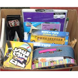 BOX WITH ASSORTED OFFICE SUPPLIES,