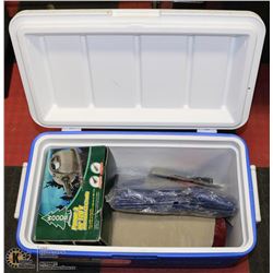 CAMPING GEAR: COLEMAN COOLER, MATTRESS WITH PILLOW