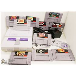 SUPER NINTENDO SYSTEM WITH ALL CABLES, TWO