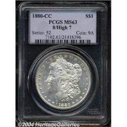 1880-CC $1 8 Over High 7 MS63 PCGS.