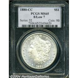 1880-CC $1 8 Over Low 7 MS65 PCGS.