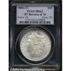 1880-CC $1 8/7 Reverse of 1878 MS63 PCGS.