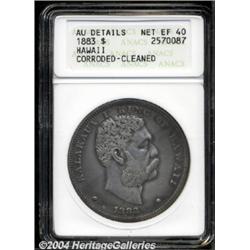 1883 $1 Hawaii Dollar--Corroded, Cleaned--ANACS. AU Details, Net XF40.