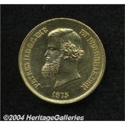 Pedro II gold 10,000 Reis 1875,