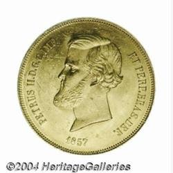 Pedro II gold 20,000 Reis 1857,