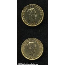 Republic. Gold 4 Pesos 1915 and 1916,