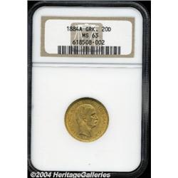 George I gold 20 Drachmai 1884,