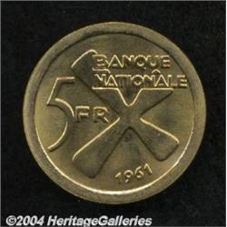 Republic. Gold 5 Francs 1961,