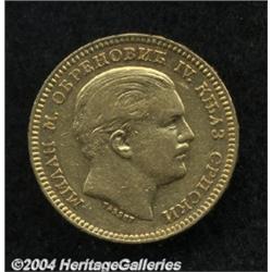 Prince Milan gold 20 Dinara 1879,