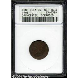 1902 1C Cent--Off-Center, Corroded--ANACS. Fine Details, Net VG8.