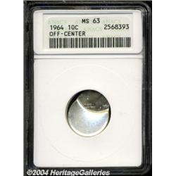 1964 10C Dime--Off Center--MS63 ANACS.