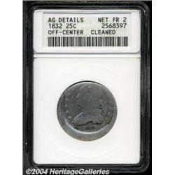 1832 25C Quarter--Off Center, Cleaned--ANACS. AG Details, Net Fair 2.
