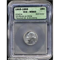 Undated 25C Washington Quarter--Struck on Clad Dime Planchet--MS64 ICG.
