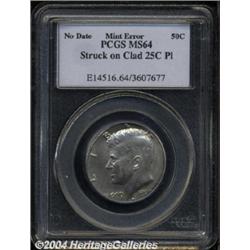 Undated D mint Kennedy Half 50C --Struck on Clad 25 Cent Planchet--MS64 PCGS.